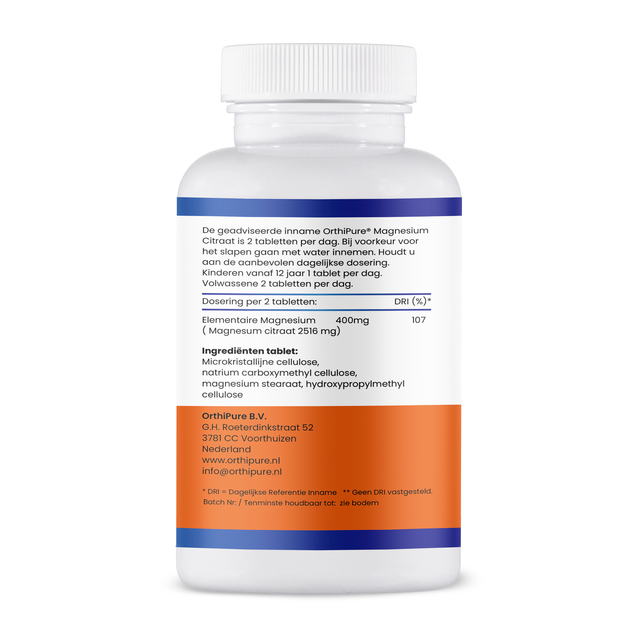 achterkant etiket Magnesium Tauraat