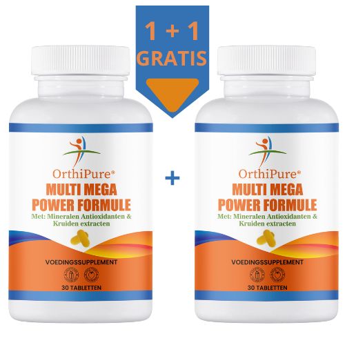 Krachtige multi 1+1 gratis, orthica, solgar, golden naturals, orthipure
