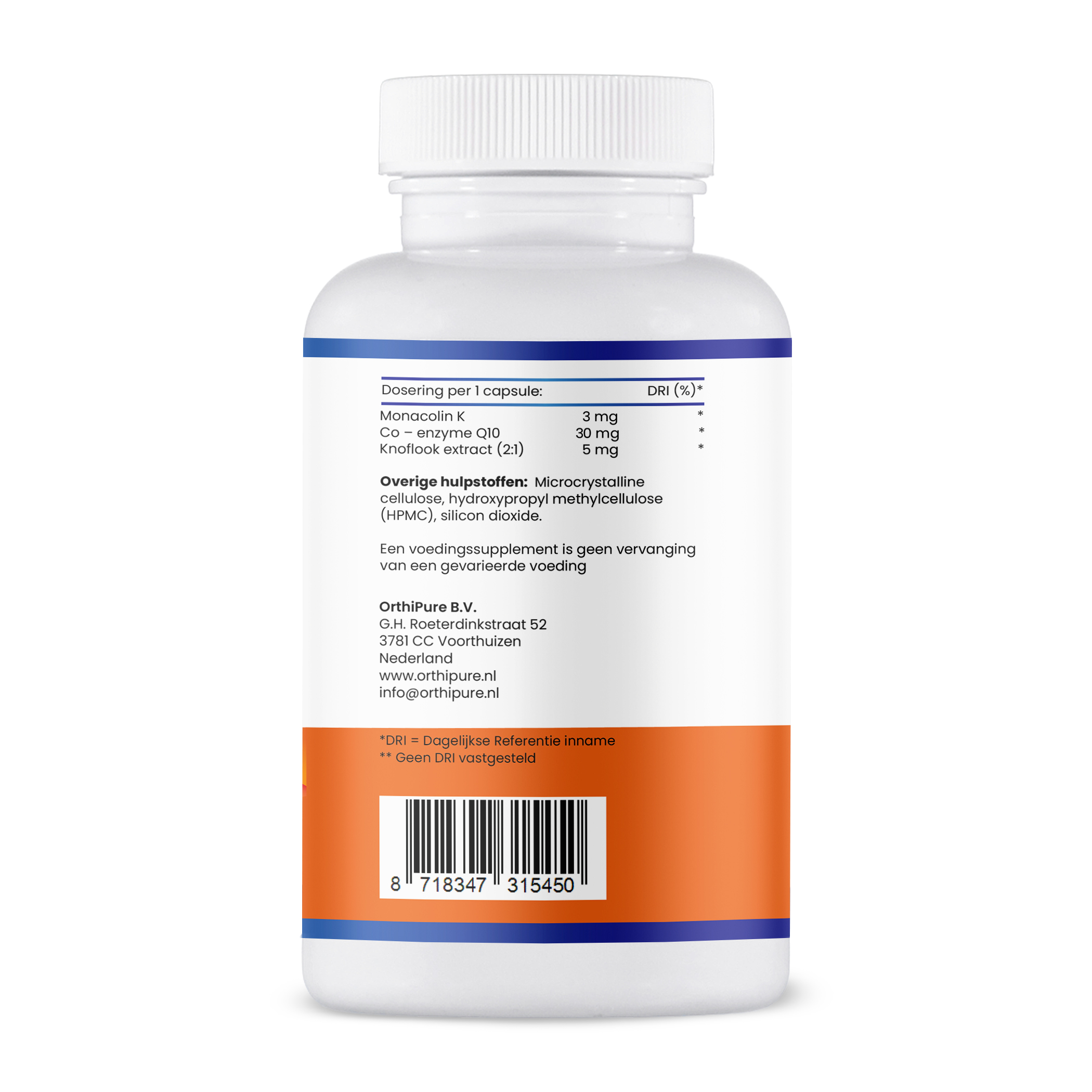 Etiket achterkant Rode Gistrijst met Q10