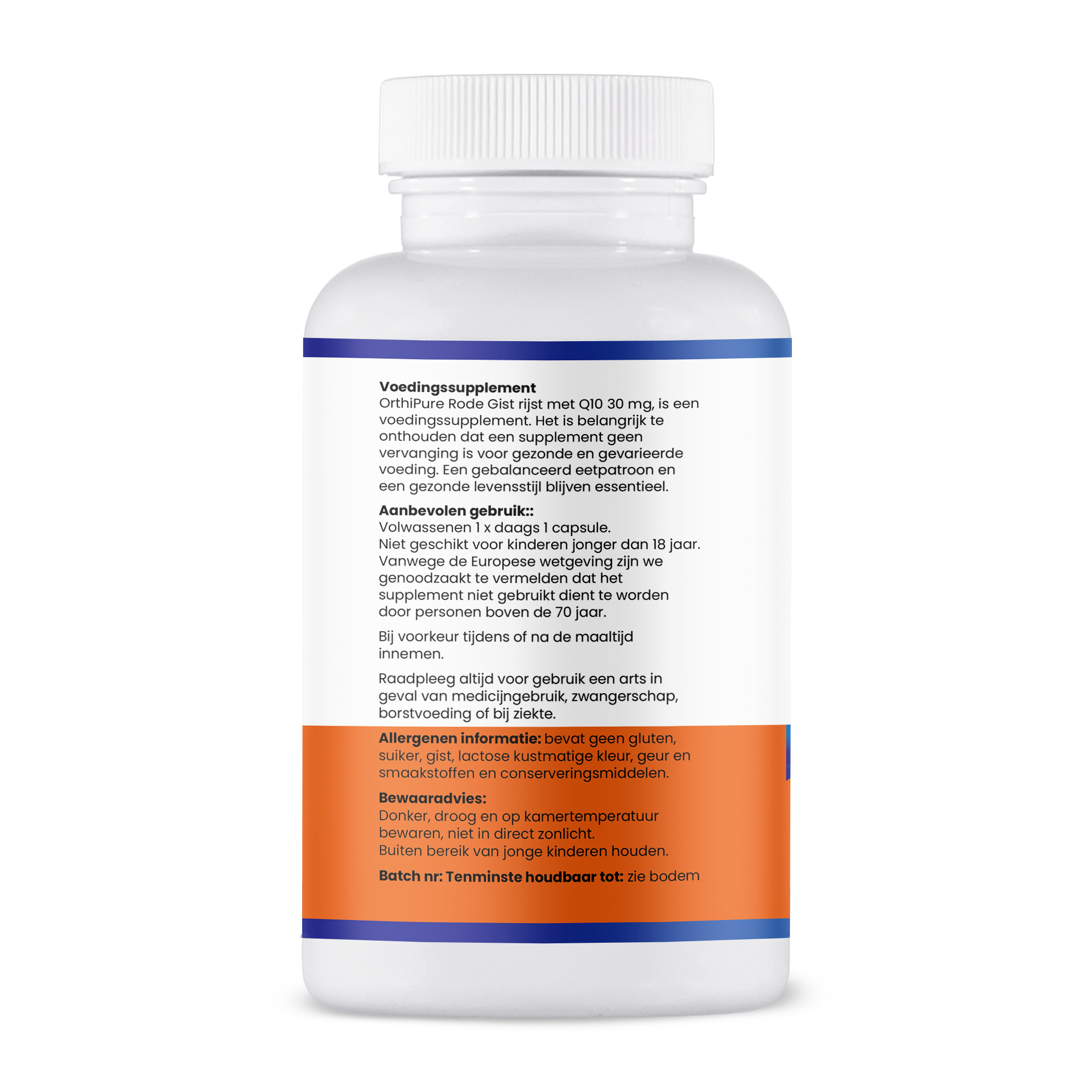 Etiket zijkant Rode Gistrijst met Q10