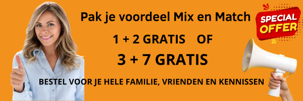 Mix en match op basis van 1+2 Gratis of 3+7 Gratis. Alleen bij OrthiPure.